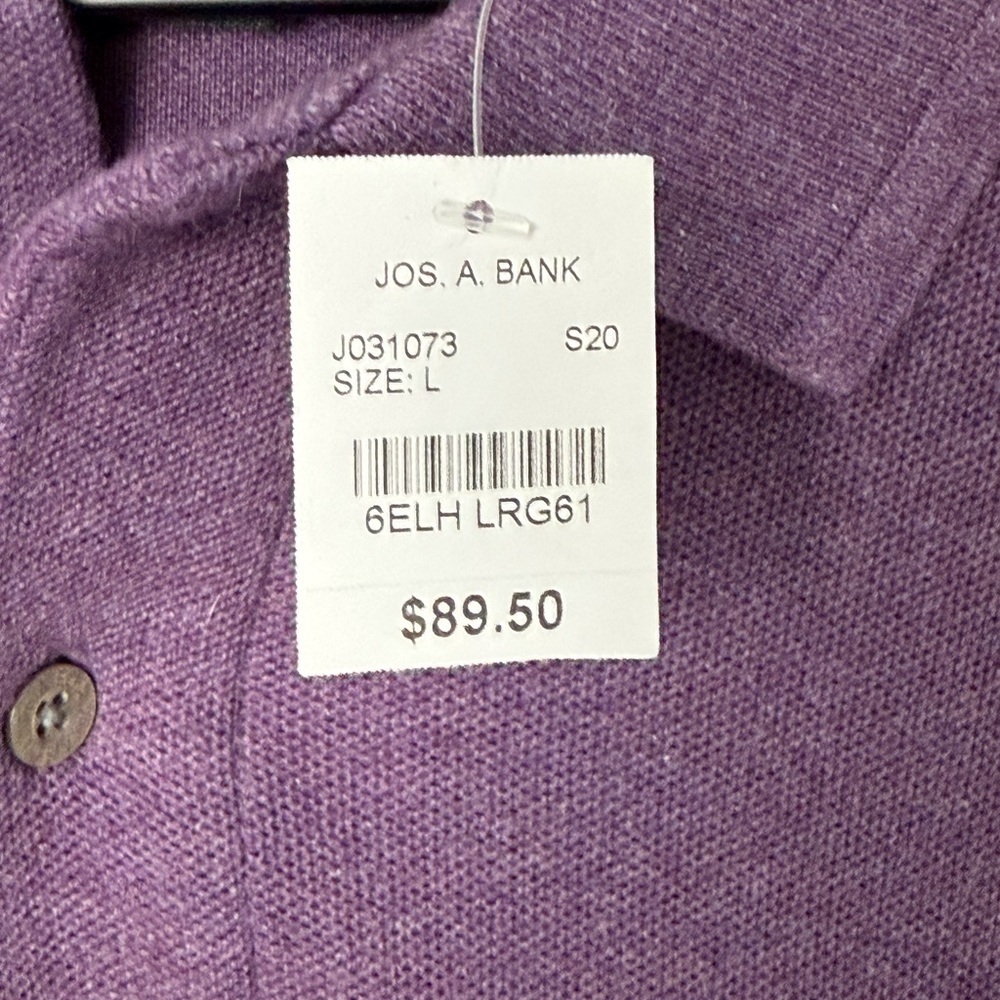 Jos. A. Bank Men's Traveler Polo Shirt Traditional Fit Purple Size-Large NWT - Picture 8 of 10